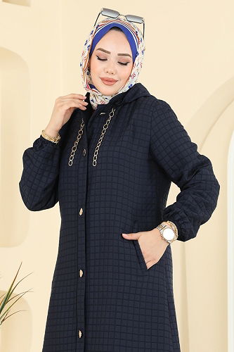 moda selvim Overcoat 2006DFL152 Navy Blue - Thumbnail