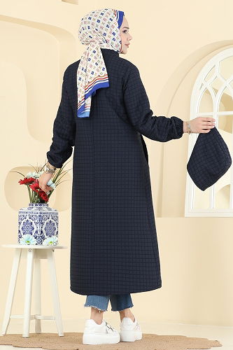 moda selvim Overcoat 2006DFL152 Navy Blue - Thumbnail