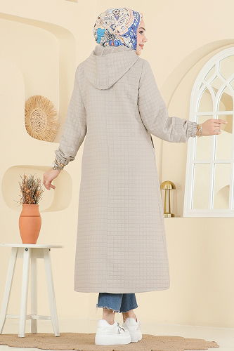 moda selvim Overcoat 2006DFL152 Stone - Thumbnail