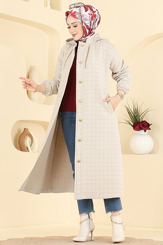 moda selvim Overcoat 2006DFL152 Stone - Thumbnail