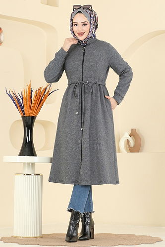 moda selvim Overcoat 2016FON792 Anthracite - Thumbnail