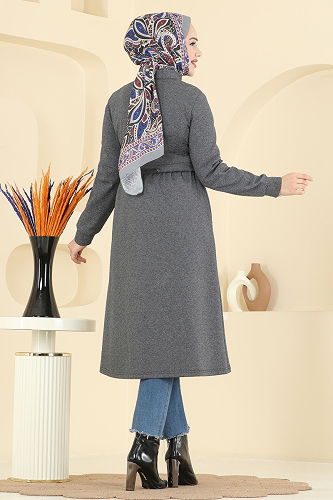 moda selvim Overcoat 2016FON792 Anthracite - Thumbnail