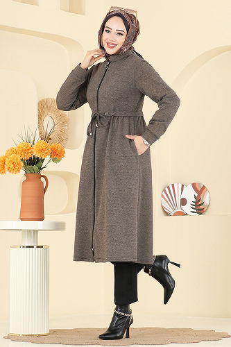 moda selvim Overcoat 2016FON792 Brown - Thumbnail