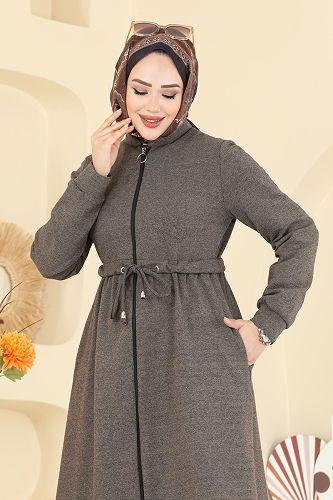 moda selvim Overcoat 2016FON792 Brown - Thumbnail