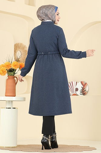 moda selvim Overcoat 2016FON792 Navy Blue - Thumbnail