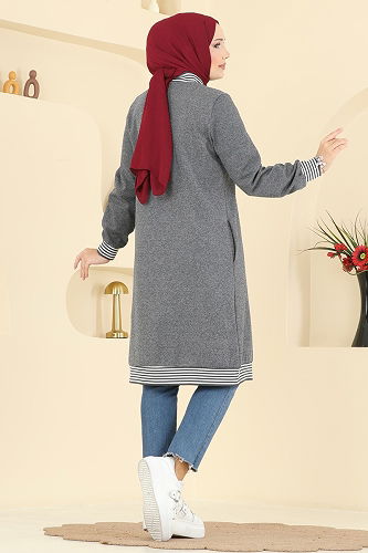 moda selvim Overcoat 2019FON792 Anthracite - Thumbnail