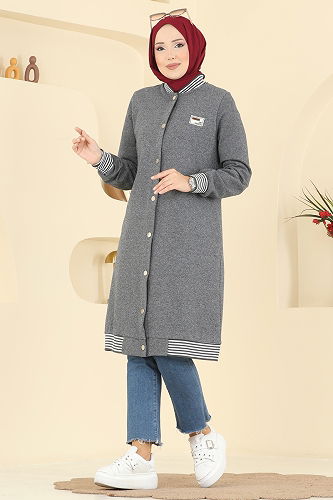 moda selvim Overcoat 2019FON792 Anthracite - Thumbnail
