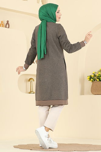 moda selvim Overcoat 2019FON792 Brown - Thumbnail