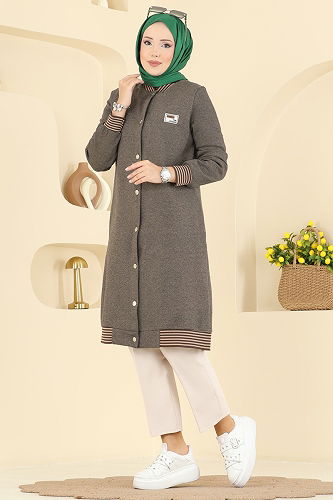 moda selvim Overcoat 2019FON792 Brown - Thumbnail