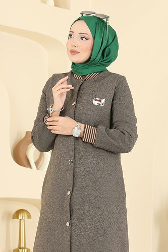 moda selvim Overcoat 2019FON792 Brown - Thumbnail