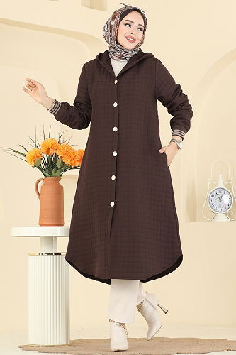 moda selvim Overcoat 2025TRT545 Bitter Brown - Thumbnail
