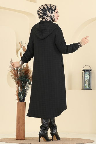 moda selvim Overcoat 2026TRT545 Black - Thumbnail