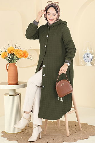 moda selvim Overcoat 2026TRT545 Khaki - Thumbnail