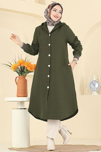 moda selvim Overcoat 2026TRT545 Khaki - Thumbnail