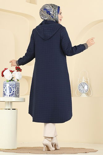 moda selvim Overcoat 2026TRT545 Navy Blue - Thumbnail