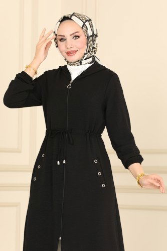 moda selvim 2030NZR779 اسود ملابس قصيره - Thumbnail