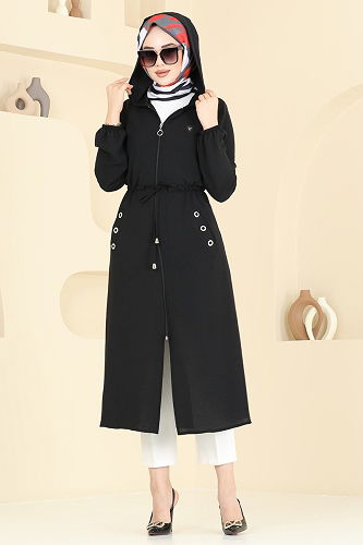 moda selvim Overcoat 2030TRT545 Black - Thumbnail