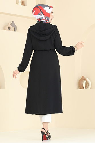 moda selvim Overcoat 2030TRT545 Black - Thumbnail