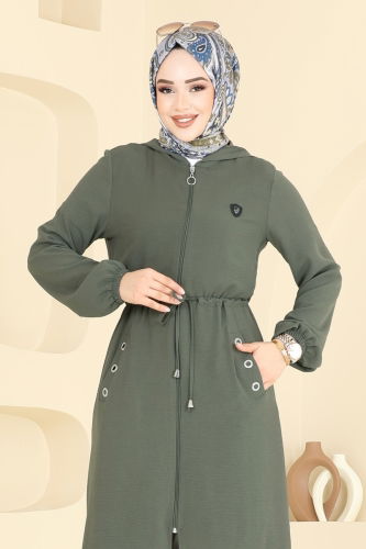 moda selvim Overcoat 2030TRT545 Khaki - Thumbnail