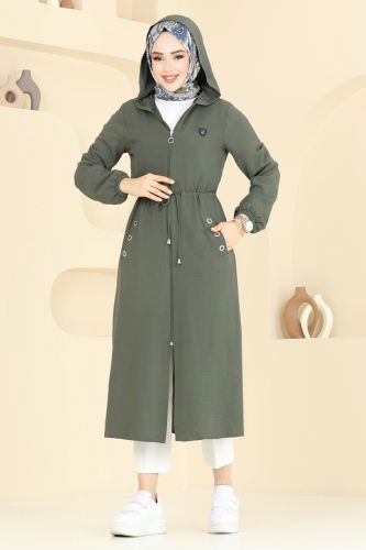 moda selvim Overcoat 2030TRT545 Khaki - Thumbnail