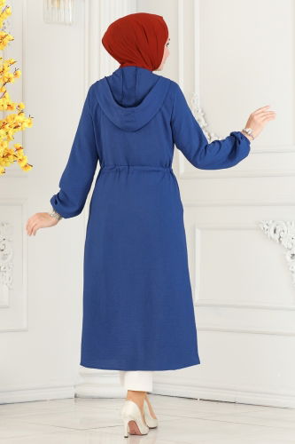 moda selvim Overcoat 2030TRT545 Light Indigo - Thumbnail