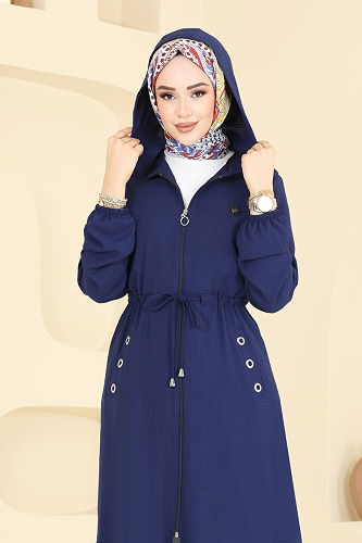 moda selvim Overcoat 2030TRT545 Navy Blue - Thumbnail