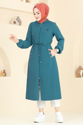 moda selvim Overcoat 2030TRT545 Petroleum - Thumbnail