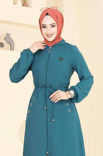 moda selvim Overcoat 2030TRT545 Petroleum - Thumbnail