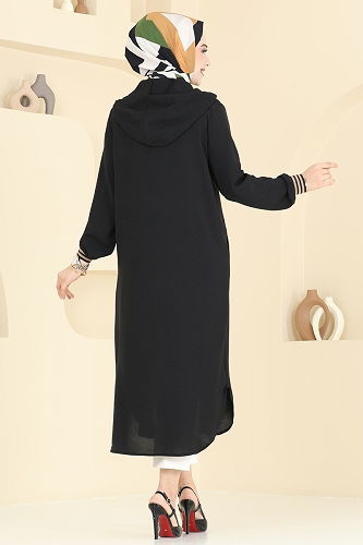 moda selvim Overcoat 2033TRT545 Black - Thumbnail