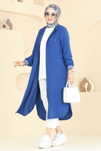 moda selvim Overcoat 2033TRT545 Indigo - Thumbnail