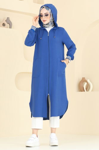 moda selvim Overcoat 2033TRT545 Indigo - Thumbnail