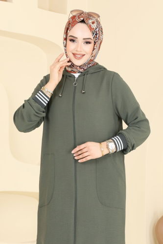 moda selvim Overcoat 2033TRT545 Khaki - Thumbnail