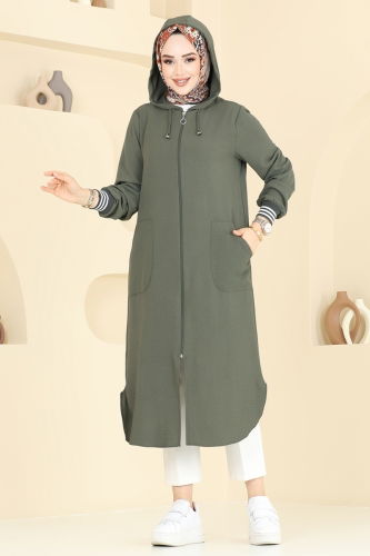 moda selvim Overcoat 2033TRT545 Khaki - Thumbnail