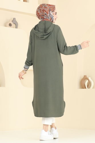 moda selvim Overcoat 2033TRT545 Khaki - Thumbnail