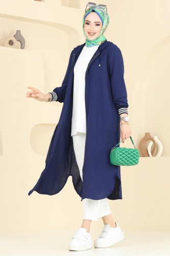 moda selvim Overcoat 2033TRT545 Navy Blue - Thumbnail