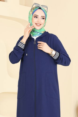 moda selvim Overcoat 2033TRT545 Navy Blue - Thumbnail