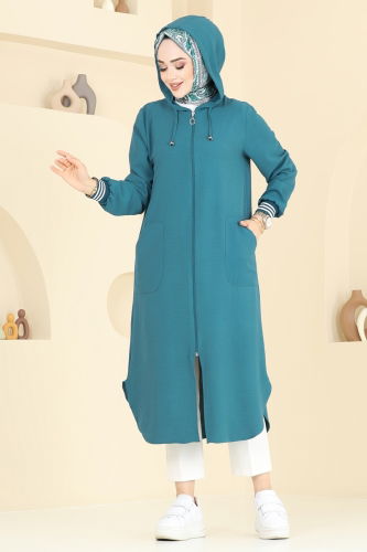 moda selvim Overcoat 2033TRT545 Petroleum - Thumbnail