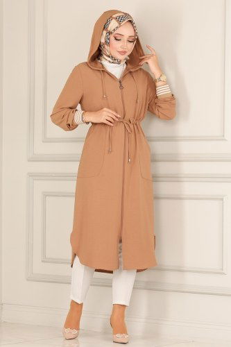 moda selvim Overcoat 2036TRT545 Latte - Thumbnail