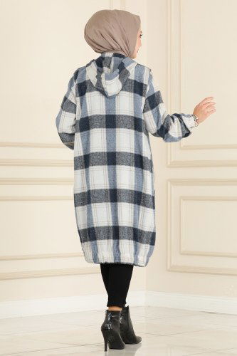 moda selvim Overcoat 2042KTR750 Indigo - Thumbnail