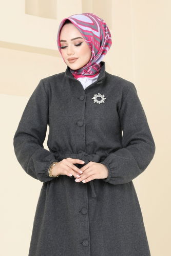 moda selvim Overcoat 2056BG354 Anthracite - Thumbnail