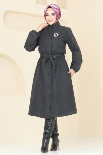 moda selvim Overcoat 2056BG354 Anthracite - Thumbnail