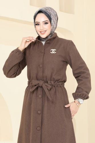 moda selvim Overcoat 2056BG354 Brown - Thumbnail