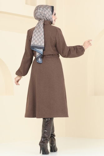 moda selvim Overcoat 2056BG354 Brown - Thumbnail