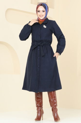 moda selvim Overcoat 2056BG354 Navy Blue - Thumbnail