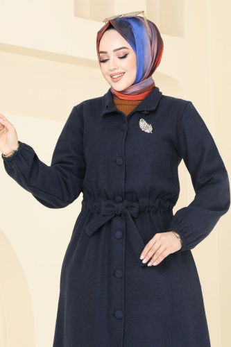 moda selvim Overcoat 2056BG354 Navy Blue - Thumbnail