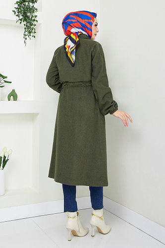 moda selvim Overcoat 2056BGS895-M Khaki - Thumbnail