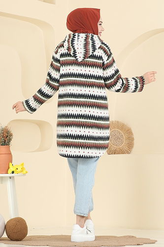 moda selvim Overcoat 2062ERK1158 Desen3 Khaki&Black - Thumbnail