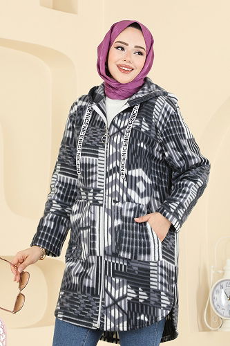 moda selvim كاب نمط 4 رمادي 2062ERK1158 - Thumbnail