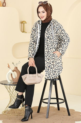 moda selvim Overcoat 2062ERK1158 Pattern2 Leopard&Vision - Thumbnail