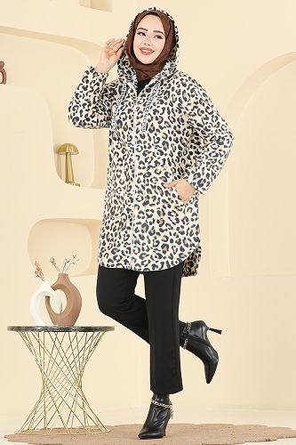 moda selvim Overcoat 2062ERK1158 Pattern2 Leopard&Vision - Thumbnail